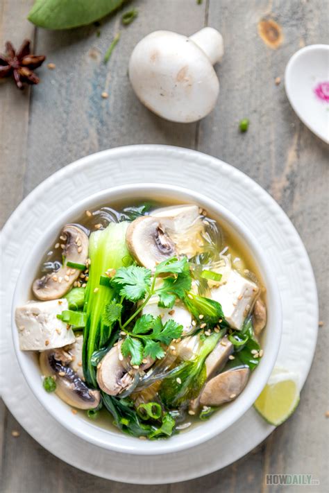 Vegan Baby Bok Choy Mushroom Soup with Tofu (Gluten-free Recipe)