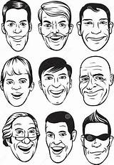 Whiteboard Drawing  Smiling Men Faces Set Stock Vector Illustration sketch template