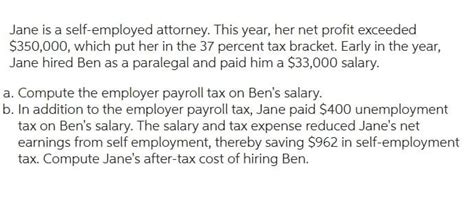 Answered: Jane is a self-employed attorney. This… | bartleby