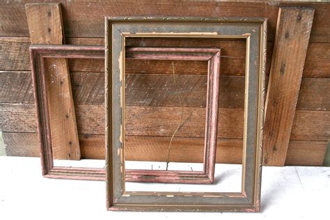 Two Antique Wood Frames Rustic Home Decor