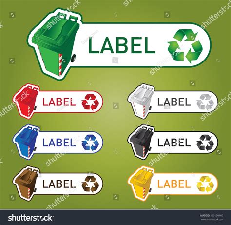 Color Coded Recycle Bins Labels Signs Stock Vector 120150160 - Shutterstock