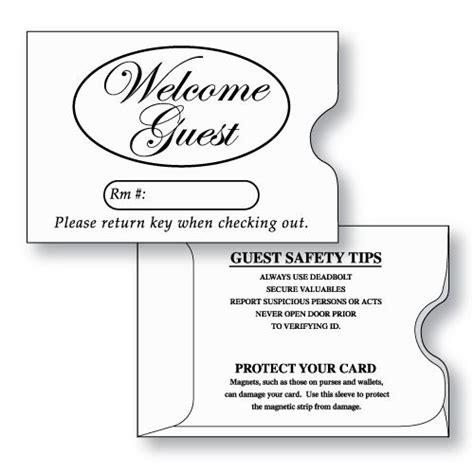 Hotel Key Card Sleeve - 2-3/8" x 3-1/2" - Stock Print ‘Welcome Guest’ | Hotel key cards, Card ...