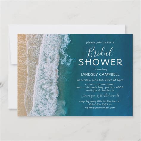 Elegant Beach Tropical Ocean Bridal Shower Invitation | Zazzle