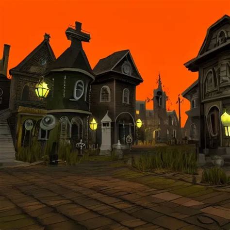 Ai Art: Video Game styled Halloween Town by WhatIsLifeArt on DeviantArt