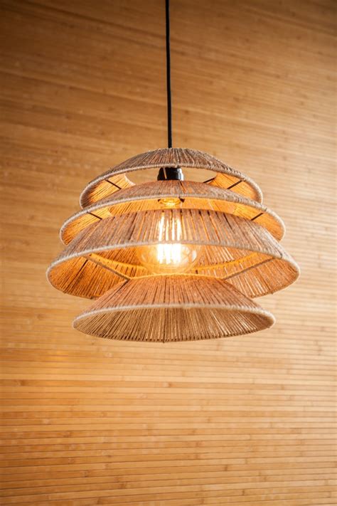 Bamboo lamp shade modern pendant light plug in ceiling | Etsy