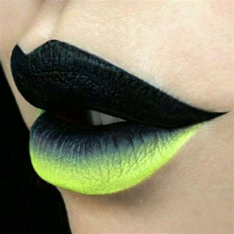 Black & Neon Green Gradient Lip Art ♡♥♡♥♡♥ #LipArt #beauty #lips # ...