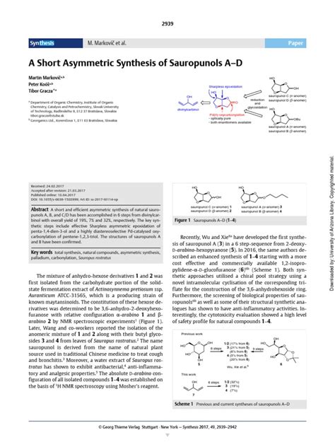 Synthesis. Sauropunol (3rd) | PDF | Organic Synthesis ...