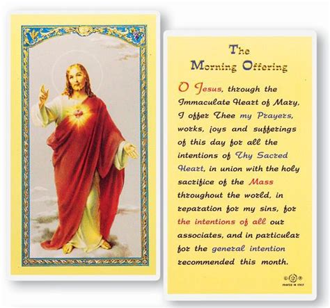 The Morning Offering, Prayer – Laminated Holy Card – St. Anthony's ...