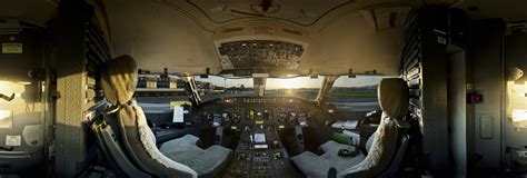 Cockpit CRJ 900 at EAS airport 360 Panorama | 360Cities