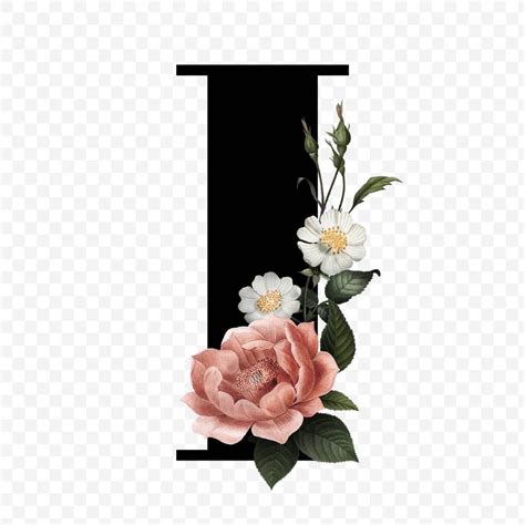 Classic and elegant floral alphabet font letter I transparent png ...