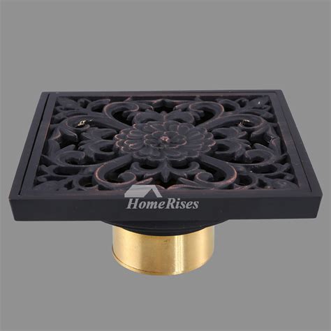 Antique Brass Decorative Shower Drain Square Shaped