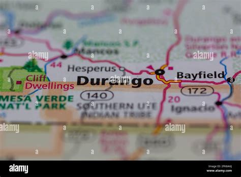 Durango Colorado USA shown on a Geography map or road map Stock Photo - Alamy