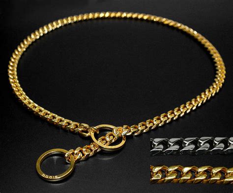 Big Gold Chain Cuban Link Style 32mm Dog Collar – Barking Bullies
