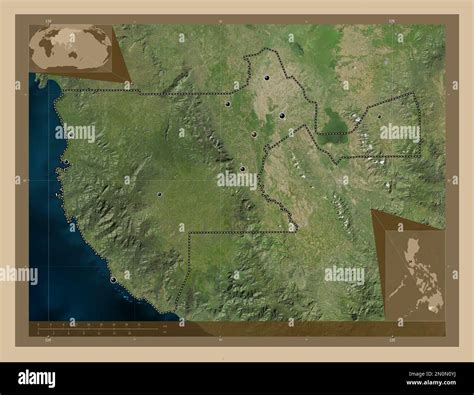 Sultan Kudarat, province of Philippines. Low resolution satellite map. Locations of major cities ...