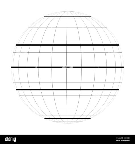 Earth planet globe grid of meridians and parallels, or latitude and longitude. Thick marked ...