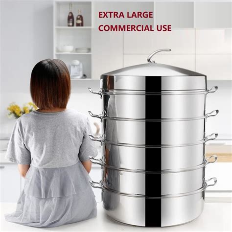 23inch Cooking Steamer Pot Multi Function Extra Large Commercial 60CM 3 6 Layer Food Steamer Pot ...