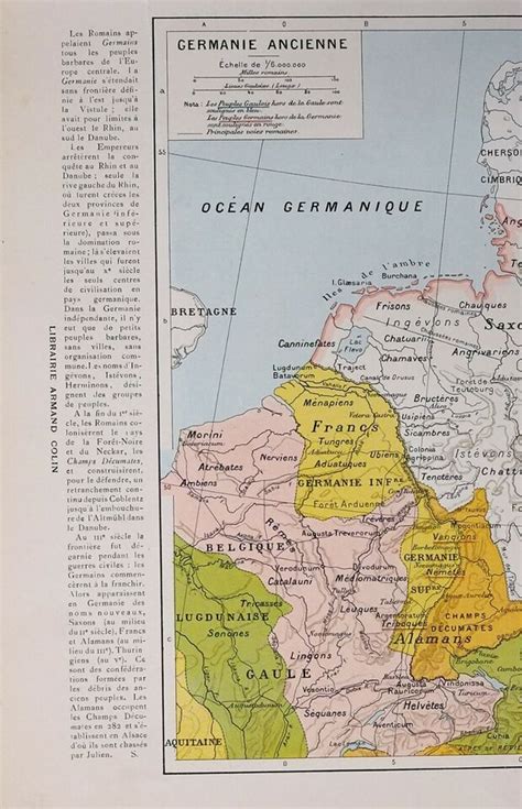 HISTORICAL MAP ANCIENT GERMANY RETIE ALEMANNI PANNONIE SAXONS HERMUNDURI | eBay