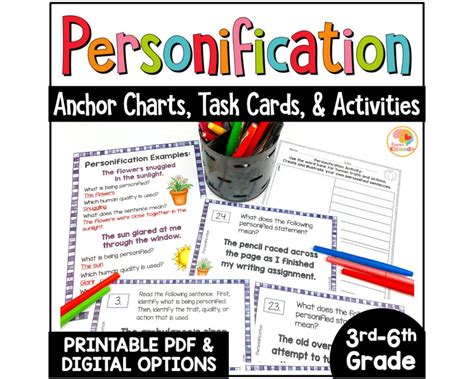 Personification Activities, Task Cards, Anchor Charts, and Worksheets ...