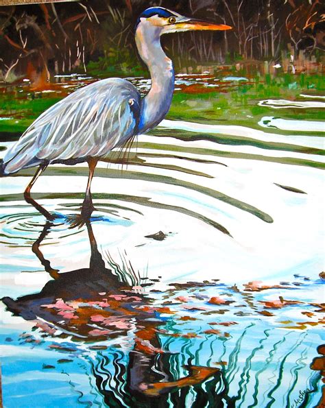 Pretty blue heron painting, acrylic on canvas https://www.etsy.com/shop/PoochesandPaints?ref=si ...