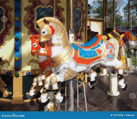 Carousel Horses on Merry Go Round Stock Photo - Image of amusement, park: 72276948