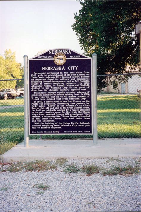 Nebraska Historical Marker: Nebraska City - E Nebraska History