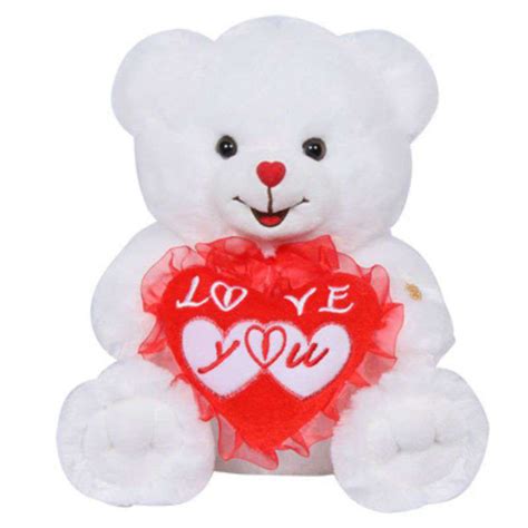 Buy 15 Inch White Teddy Bear holding Love You Heart Online at Lowest Price in India | GRABADEAL