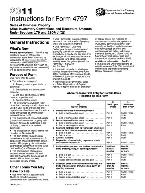 2011 Form IRS Instruction 4797 Fill Online, Printable, Fillable, Blank ...