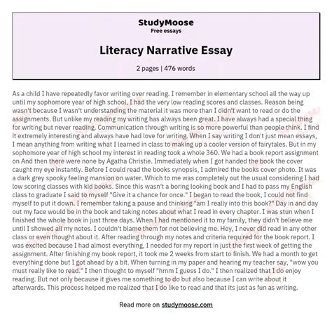 Narrative Essay Examples High School