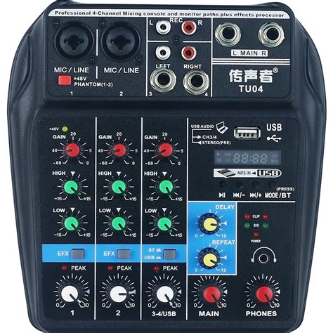 TU04 BT Sound Mixing Console Record 48V Phantom Power Monitor AUX Paths ...