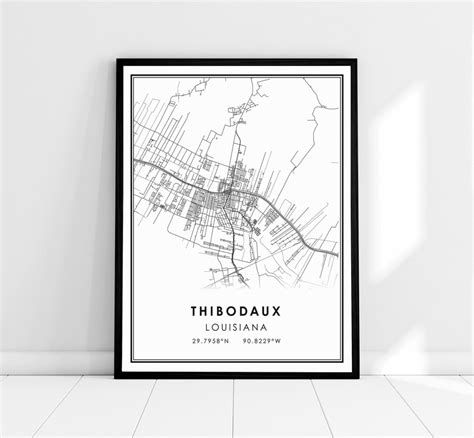 Thibodaux Louisiana Map Print Poster Canvas Thibodaux City - Etsy