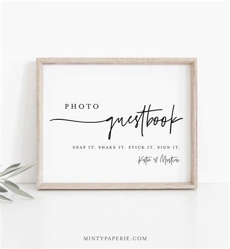 Photo Guestbook Sign, Modern Wedding Guest Book, 100% Editable Template, Minimalist Sign ...