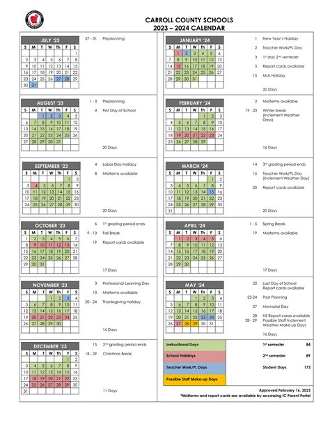 Carroll County Schools Calendar