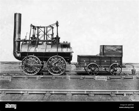 A model of George Stephenson's Locomotion No.1 on 7th June 1981. The engine drew the first ...