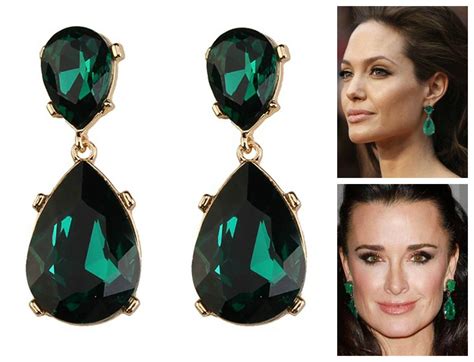 Emerald Earrings Posts Green Angelina Jolie Kyle Richards | Etsy | Emerald earrings, Emerald ...