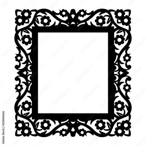 Laser cut photo frame. Decorative rectangular line art for design ...