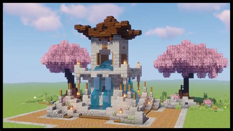 Minecraft: How to build an Asian style Fountain - YouTube