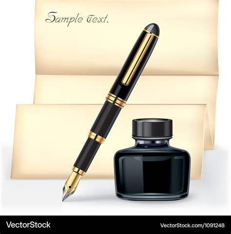 Black fountain pen and the ink bottle Royalty Free Vector