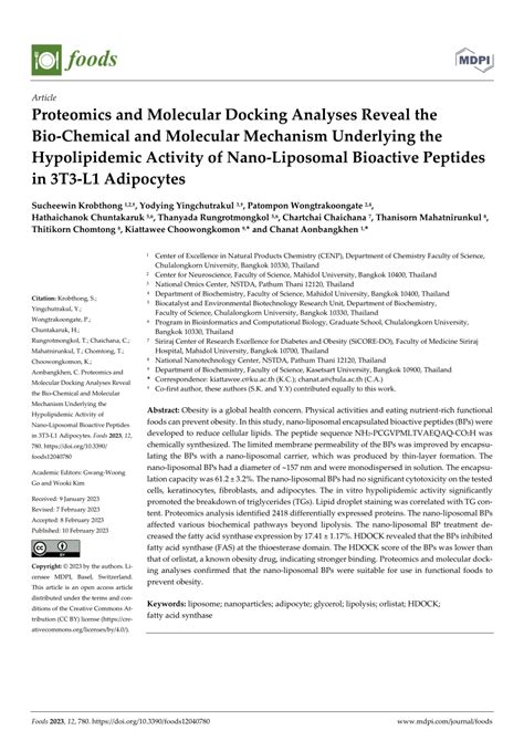 (PDF) Proteomics and Molecular Docking Analyses Reveal the Bio-Chemical and Molecular Mechanism ...