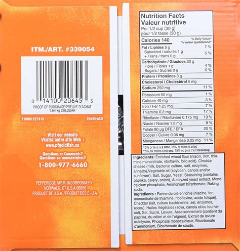 Pepperidge Farm Cheddar Goldfish Crackers, 1.64 kg/3.6 lb. Box, {Imported from Canada ...