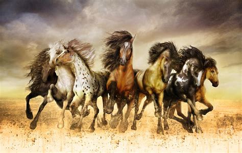 Galloping Horses Full Color Digital Art by Shanina Conway