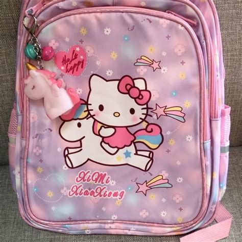 Large Hello Kitty Pink and Purple Backpack Color:... - Depop