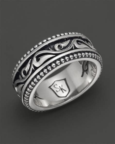 Scott Kay Mens Sterling Silver Sparta Engraved Ring in Silver for Men | Lyst