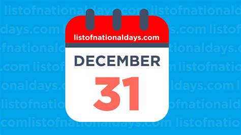 DECEMBER 31ST: National Holidays,Observances & Famous Birthdays