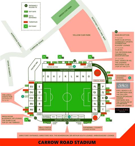 Carrow Road Seating Chart with Rows and Seat Numbers 2024