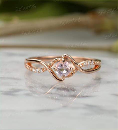 Pink Morganite Engagement Ring Vintage Art Deco Diamond Rings Rose Gold ...