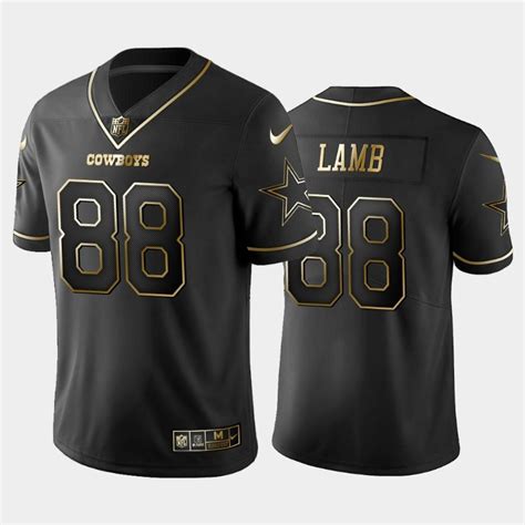 Men's Dallas Cowboys #88 CeeDee Lamb godlen edition jersey black