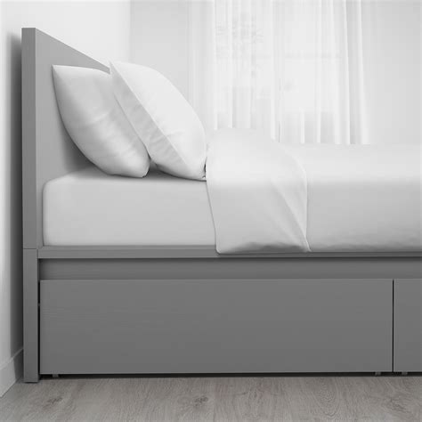 MALM Bedframe, hoog, met 2 bedlades, grijs gelazuurd, 180x200 cm - IKEA