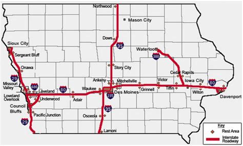 Iowa Rest Areas Map