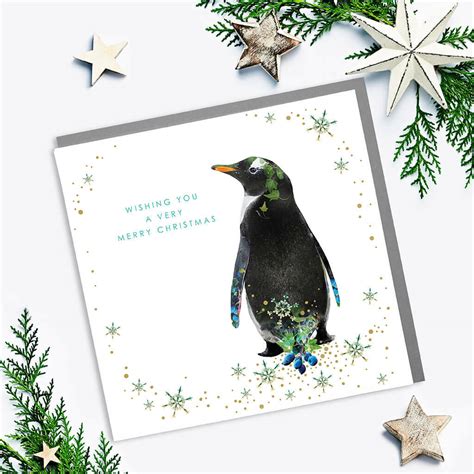 Merry Christmas Penguin Card By Lola Design Ltd