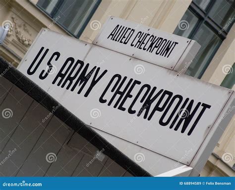 Checkpoint Charlie Sign, Berlin, Germany Editorial Stock Image - Image of wall, tourism: 68894589